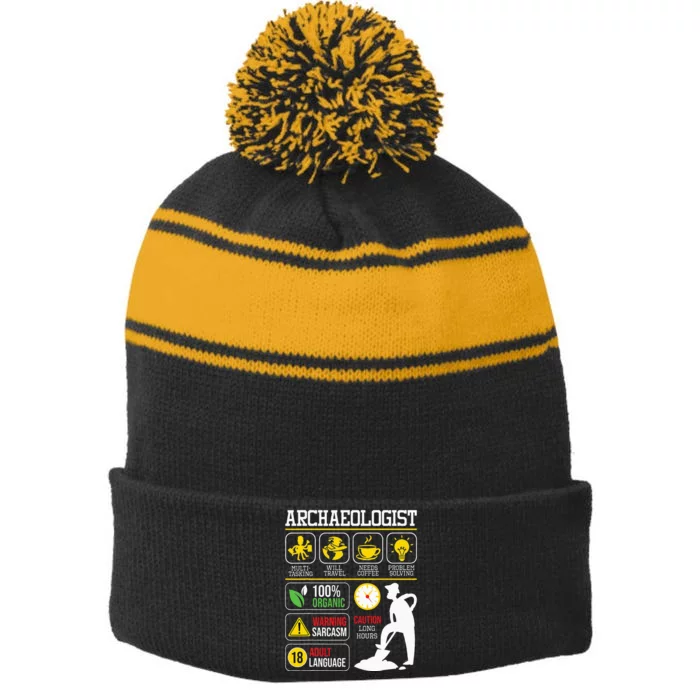 Archaeologist Archaeology Archeologist Archeology Stripe Pom Pom Beanie