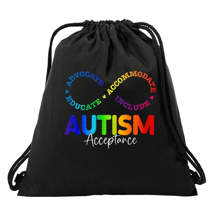 Autism Awareness Acceptance Infinity Symbol Drawstring Bag