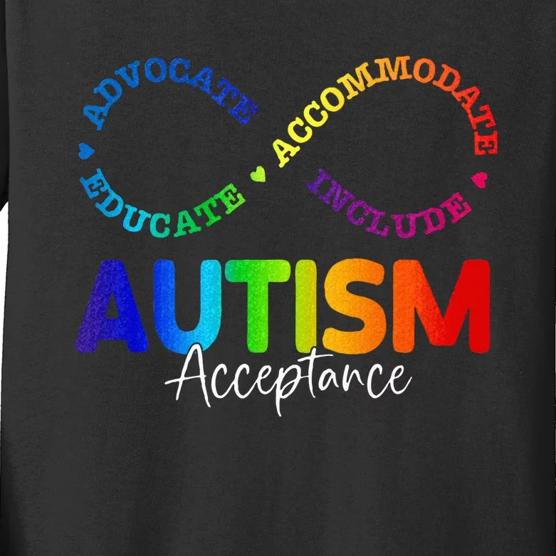 Autism Awareness Acceptance Infinity Symbol Kids Long Sleeve Shirt