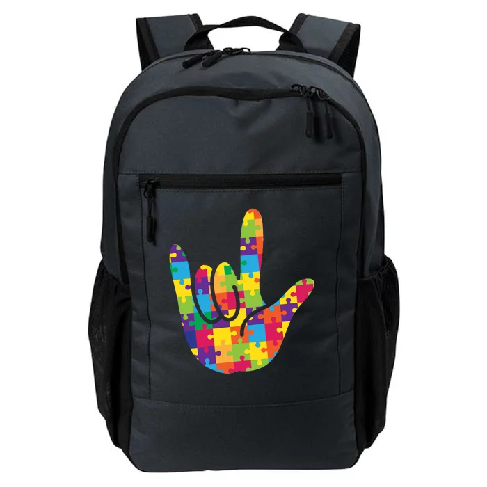 Autism Awareness ASL I Love You Puzzle Hand Daily Commute Backpack