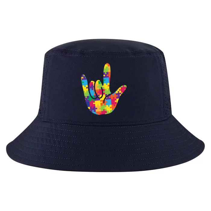 Autism Awareness ASL I Love You Puzzle Hand Cool Comfort Performance Bucket Hat