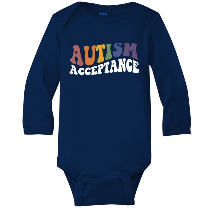 Autism Awareness Acceptance Retro Baby Long Sleeve Bodysuit