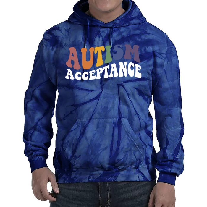 Autism Awareness Acceptance Retro Tie Dye Hoodie