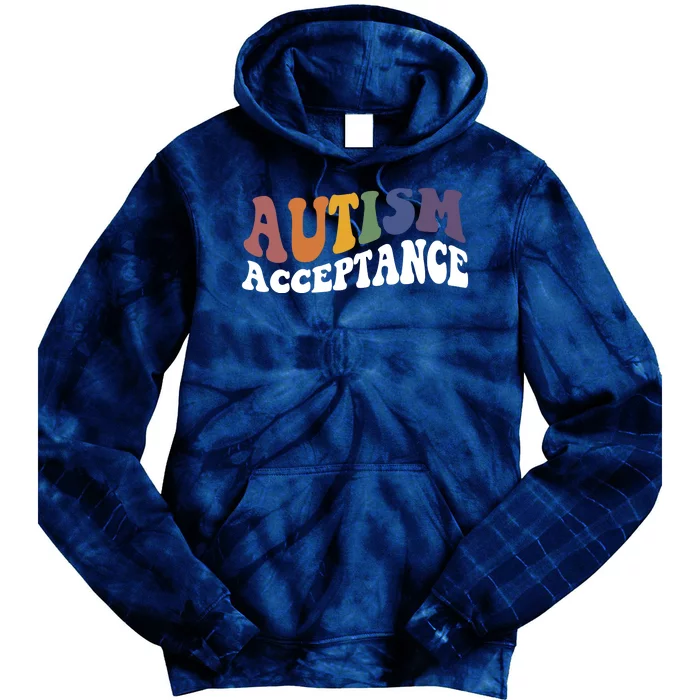 Autism Awareness Acceptance Retro Tie Dye Hoodie