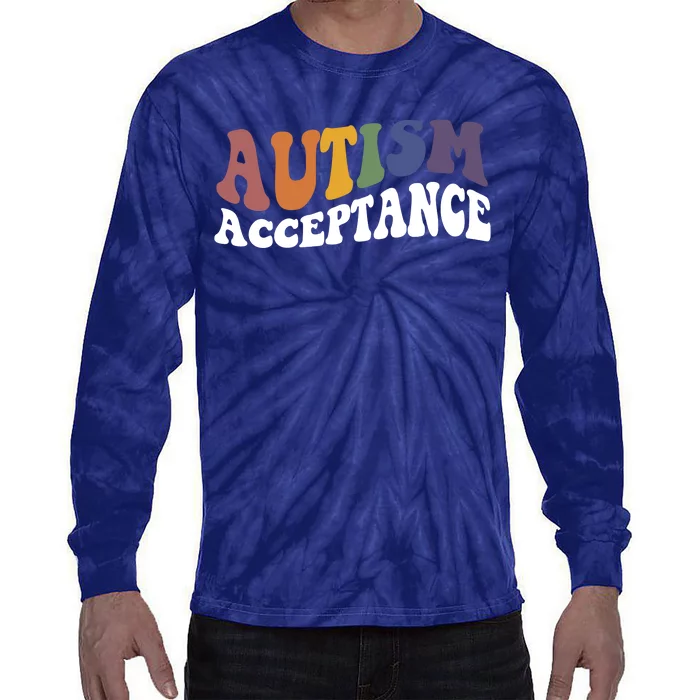 Autism Awareness Acceptance Retro Tie-Dye Long Sleeve Shirt