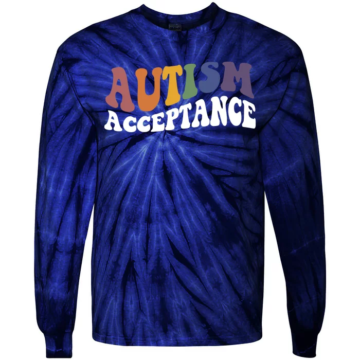 Autism Awareness Acceptance Retro Tie-Dye Long Sleeve Shirt