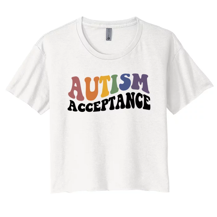 Autism Awareness Acceptance Retro Women's Crop Top Tee