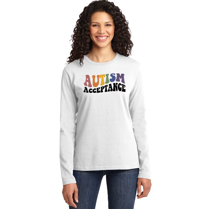 Autism Awareness Acceptance Retro Ladies Long Sleeve Shirt