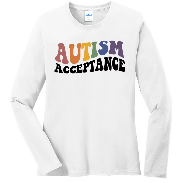 Autism Awareness Acceptance Retro Ladies Long Sleeve Shirt