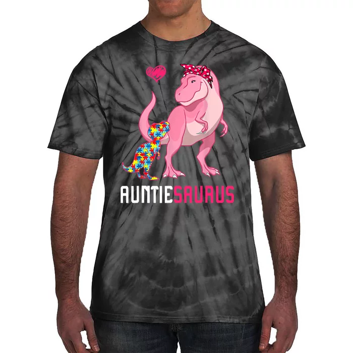 Auntiesaurus Autism Awareness Auntie Saurus Family Tie-Dye T-Shirt