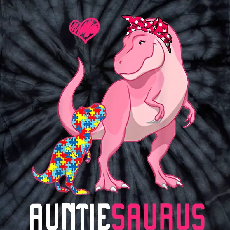 Auntiesaurus Autism Awareness Auntie Saurus Family Tie-Dye T-Shirt