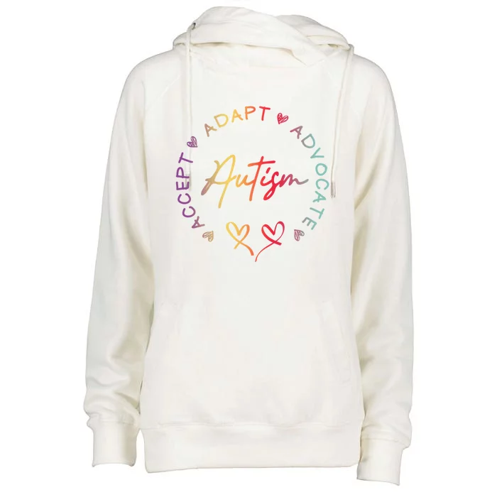 Autism Accept Adapt Advocate Autism Awareness Support Gift Womens Funnel Neck Pullover Hood