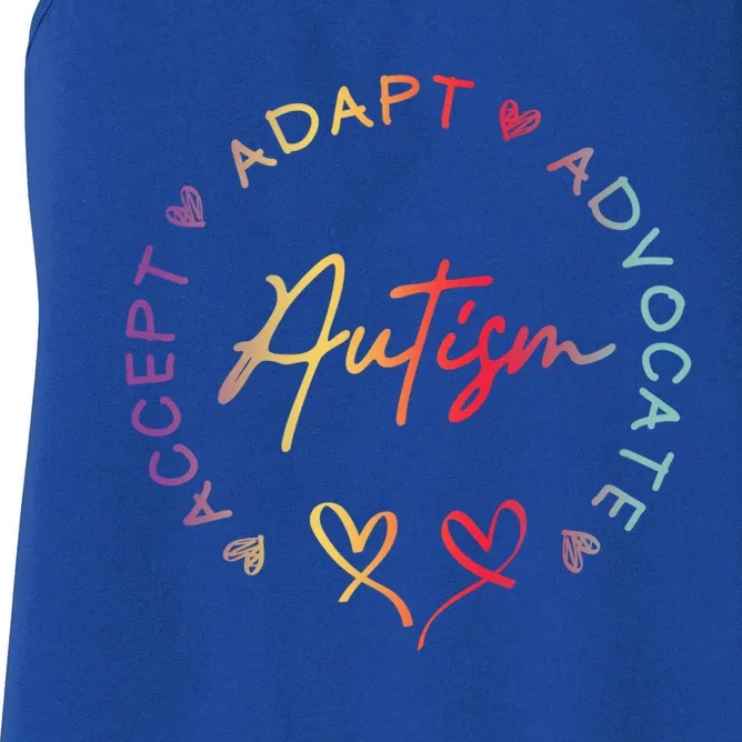 Autism Accept Adapt Advocate Autism Awareness Support Gift Women's Racerback Tank