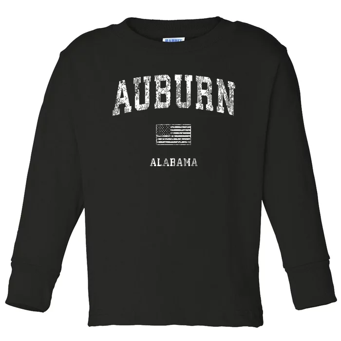 Auburn Alabama Al Vintage American Flag Toddler Long Sleeve Shirt