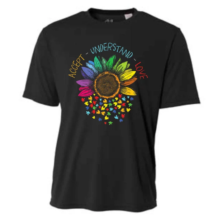 Autism Awareness Accept Understand Love ASD Rainbow Flower Cooling Performance Crew T-Shirt