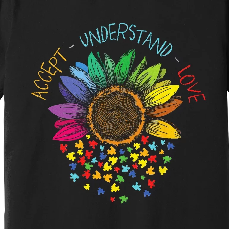 Autism Awareness Accept Understand Love ASD Rainbow Flower Premium T-Shirt