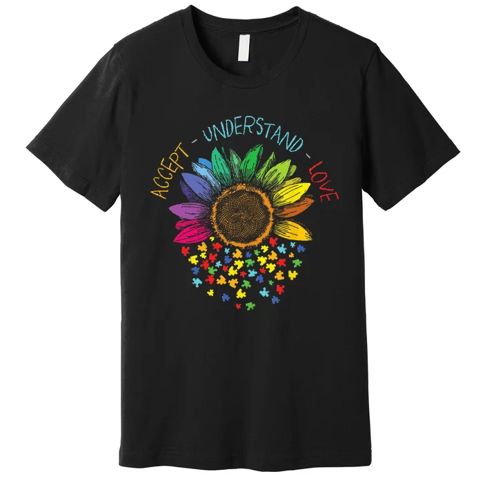 Autism Awareness Accept Understand Love ASD Rainbow Flower Premium T-Shirt