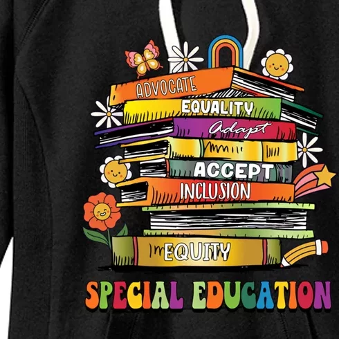 Accept Adapt Advocate Inclusion Equity Equality Sped Teacher Gift Women's Fleece Hoodie