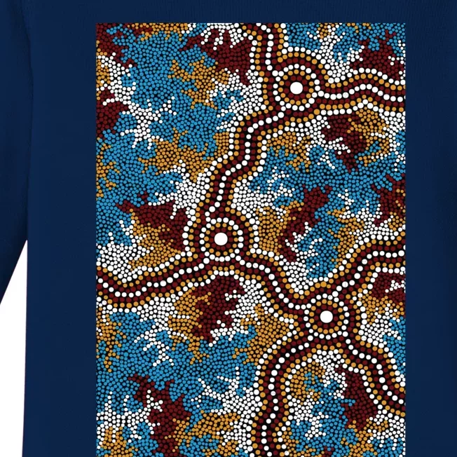 Aboriginal Art Authentic Wetland Dreaming Baby Long Sleeve Bodysuit