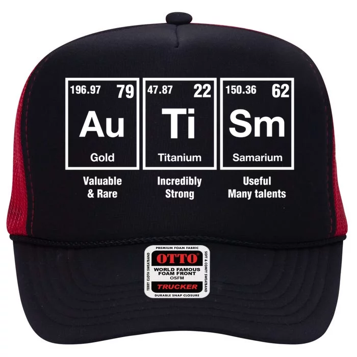 Autism Awareness Advocate Periodic Table Teacher Acceptance Gift High Crown Mesh Trucker Hat