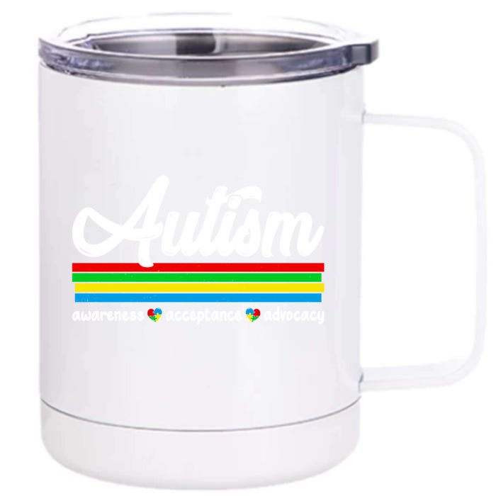 Autism Awareness Acceptance Advocacy Autism Awareness Month Great Gift Front & Back 12oz Stainless Steel Tumbler Cup