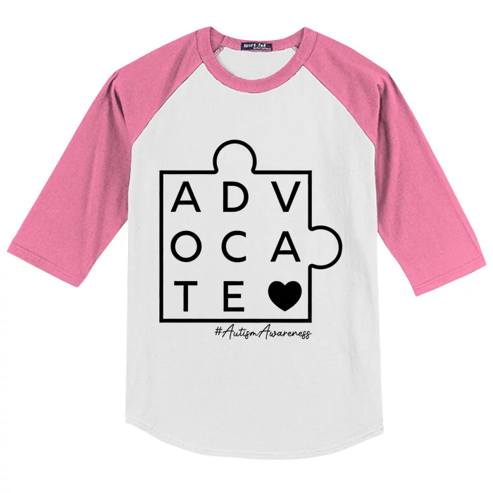 Autism Awareness Advocate Support Accept Adapt Advocate Gift Kids Colorblock Raglan Jersey