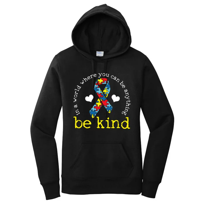 Autism Awareness Be Kind Kindness Ribbon Heart Women's Pullover Hoodie