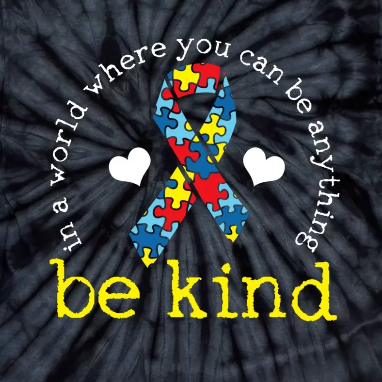 Autism Awareness Be Kind Kindness Ribbon Heart Tie-Dye T-Shirt