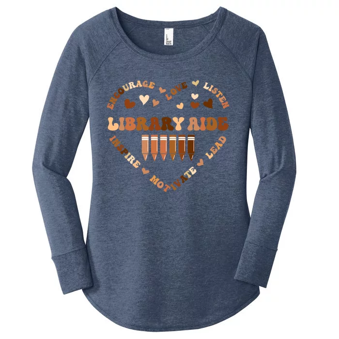 Afro African Black History Month Library Aide School Heart Great Gift Women's Perfect Tri Tunic Long Sleeve Shirt