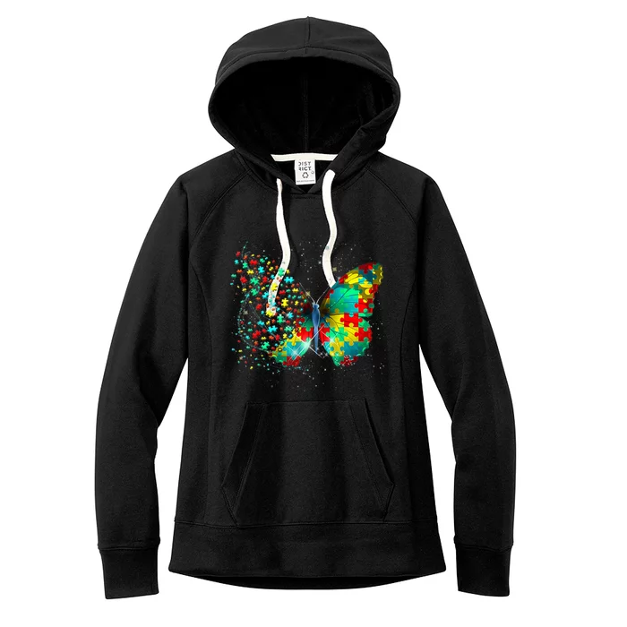 Autism Awareness Butterfly Peace Lover Gift Women's Fleece Hoodie