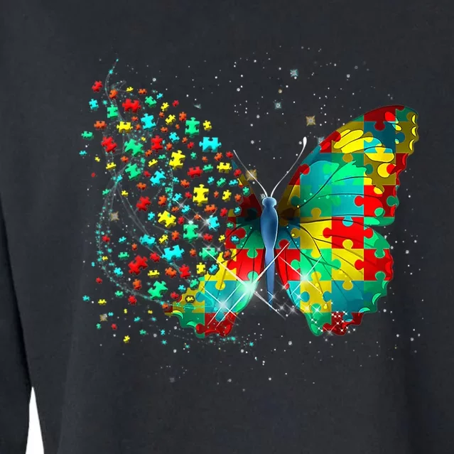 Autism Awareness Butterfly Peace Lover Gift Cropped Pullover Crew