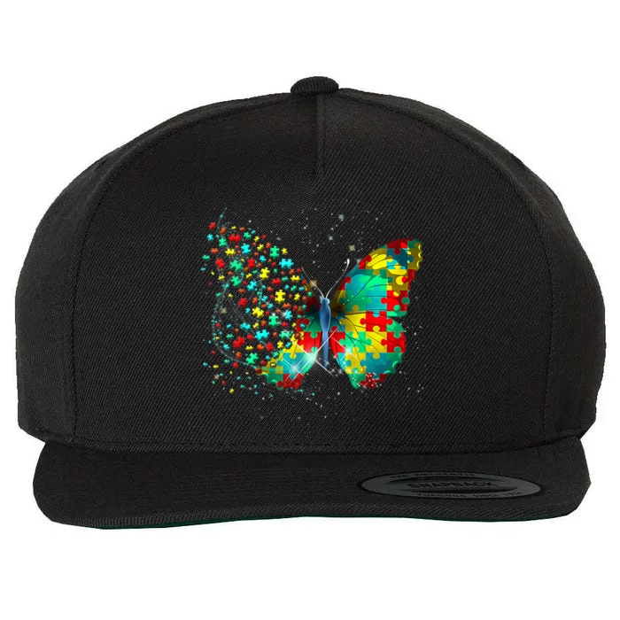 Autism Awareness Butterfly Peace Lover Gift Wool Snapback Cap