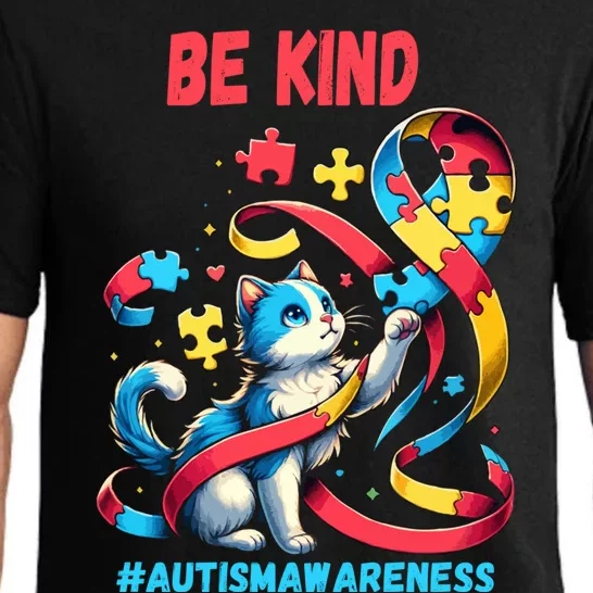 Autism Awareness Be Kind Cat Funny Gift Pajama Set