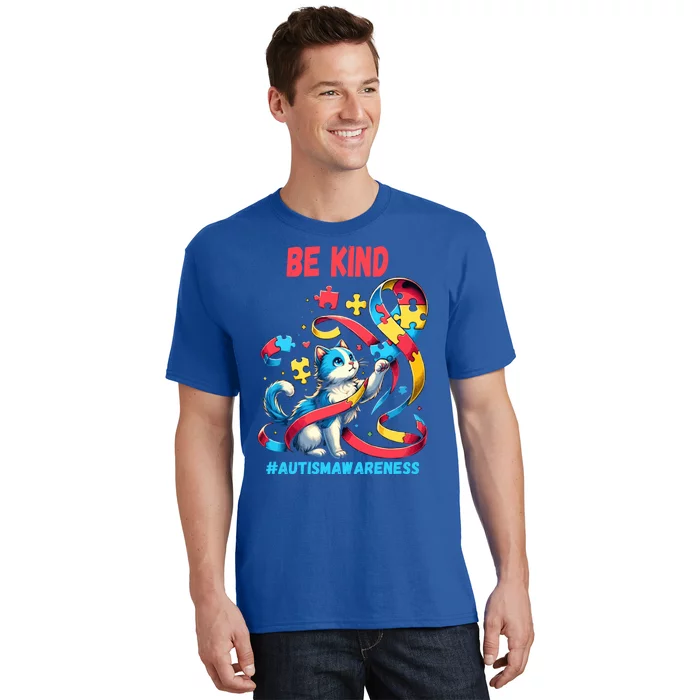 Autism Awareness Be Kind Cat Funny Gift T-Shirt