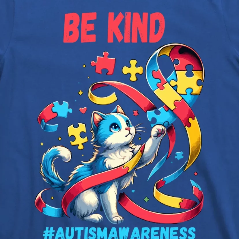 Autism Awareness Be Kind Cat Funny Gift T-Shirt