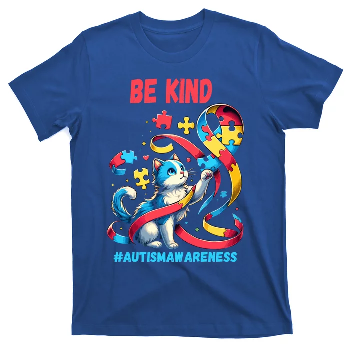 Autism Awareness Be Kind Cat Funny Gift T-Shirt