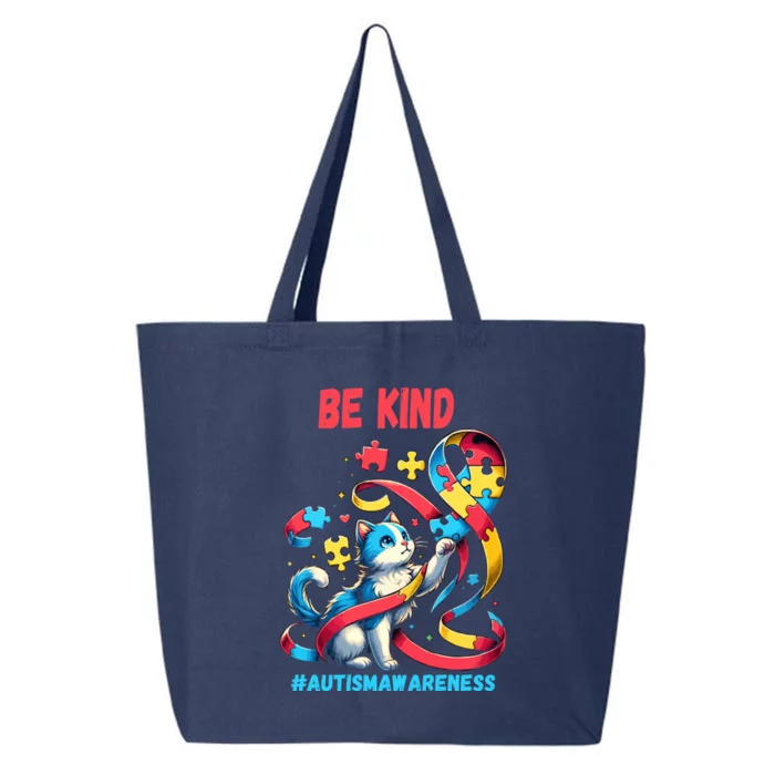 Autism Awareness Be Kind Cat Funny Gift 25L Jumbo Tote