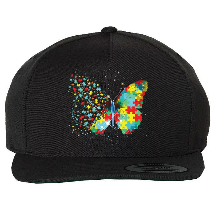 Autism Awareness Butterfly Peace Lover Gift Men Women Wool Snapback Cap