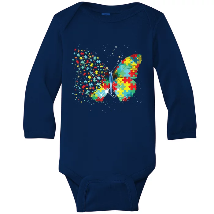 Autism Awareness Butterfly Peace Lover Gift Men Women Baby Long Sleeve Bodysuit