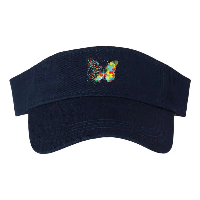 Autism Awareness Butterfly Peace Lover Gift Men Women Valucap Bio-Washed Visor