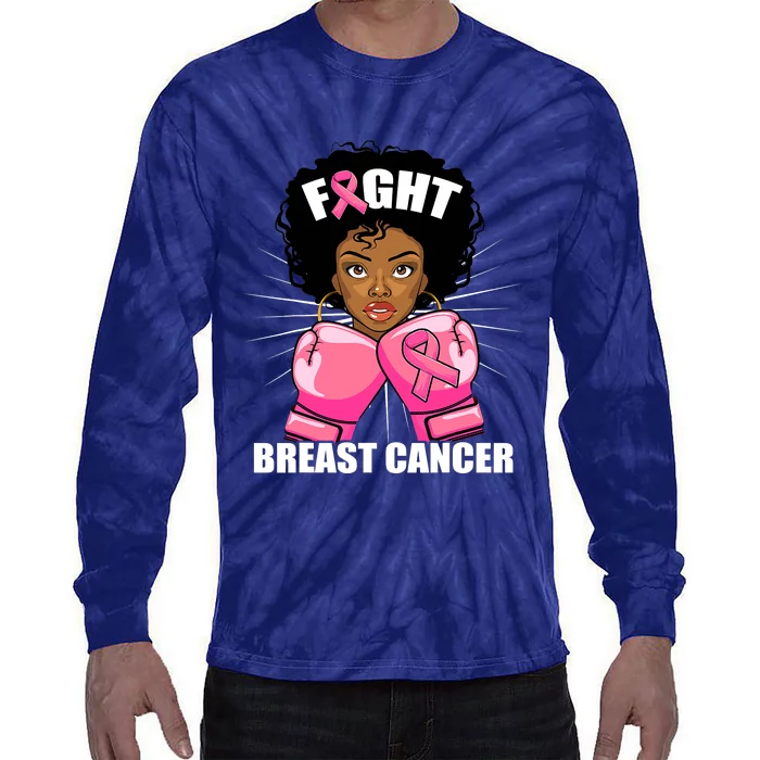 African American Breast Cancer For Women Girls Tie-Dye Long Sleeve Shirt