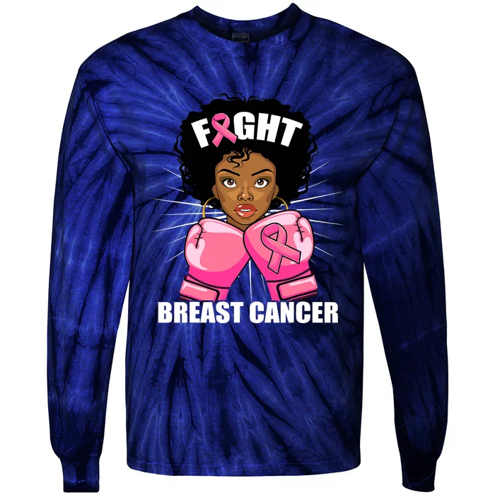 African American Breast Cancer For Women Girls Tie-Dye Long Sleeve Shirt