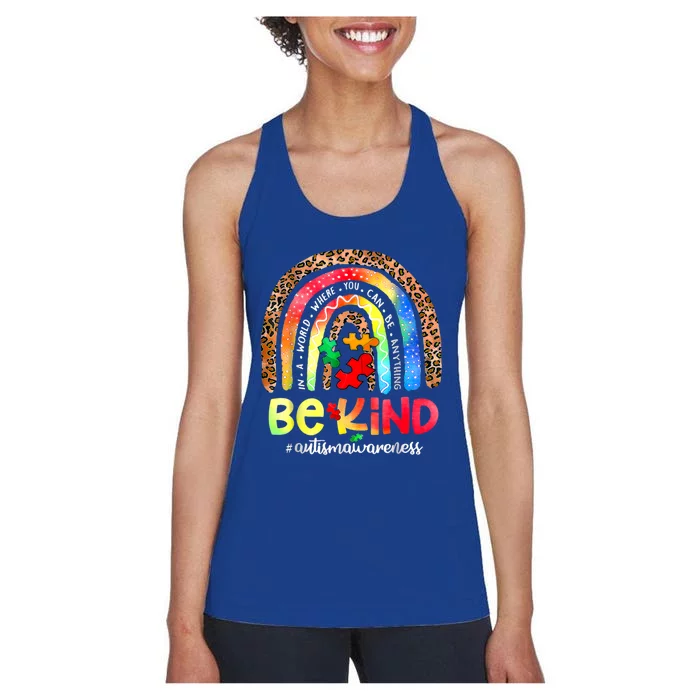 Autism Awareness Be Kind Leopard Rainbow Choose Kindness Great Gift Women's Racerback Tank