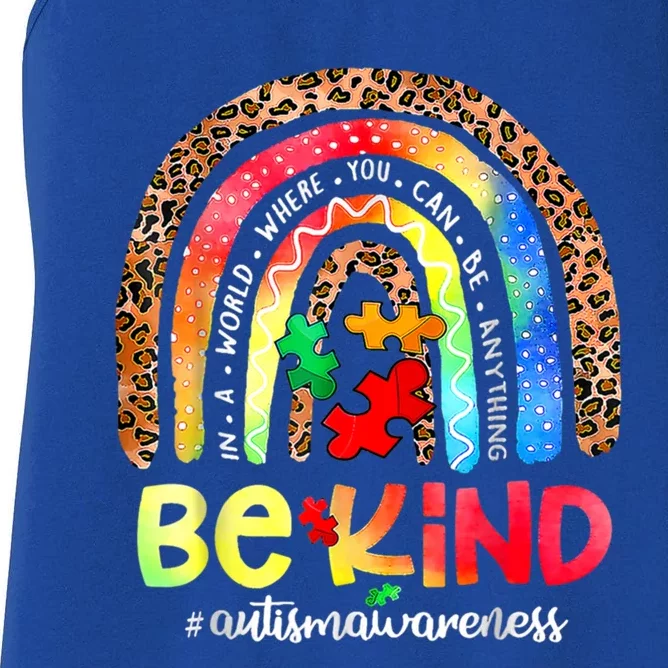 Autism Awareness Be Kind Leopard Rainbow Choose Kindness Great Gift Women's Racerback Tank