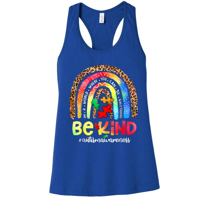 Autism Awareness Be Kind Leopard Rainbow Choose Kindness Great Gift Women's Racerback Tank