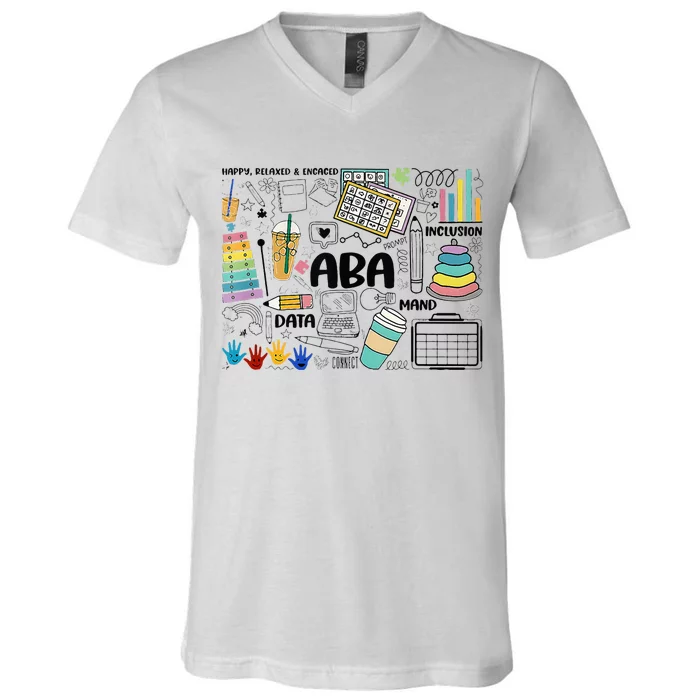 Aba Applied Behavior Analysis Bcba Behavior Analyst Autism V-Neck T-Shirt