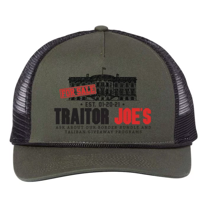 AntiBiden Anti Biden Joe's Border Crisis Funny Joe Biden Traitor Joe Meme Retro Rope Trucker Hat Cap