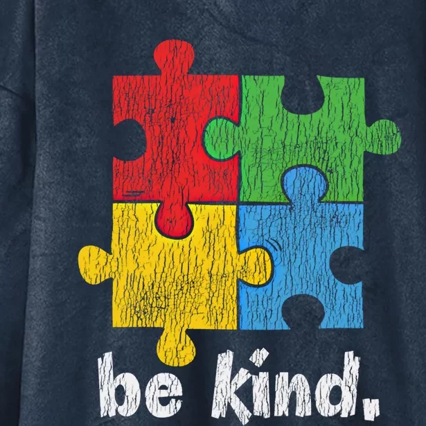 Autism Awareness Be Kind Autistic Awareness Kindness Funny Gift Hooded Wearable Blanket