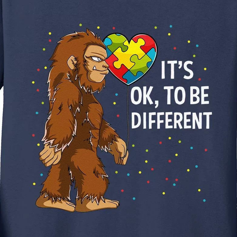 Autism Awareness Bigfoot Puzzle Piecess Gift Kids Long Sleeve Shirt