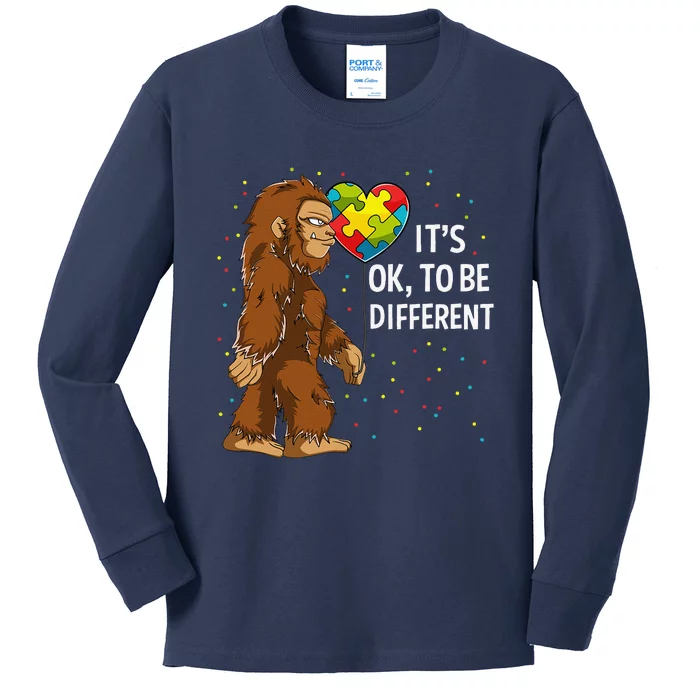 Autism Awareness Bigfoot Puzzle Piecess Gift Kids Long Sleeve Shirt